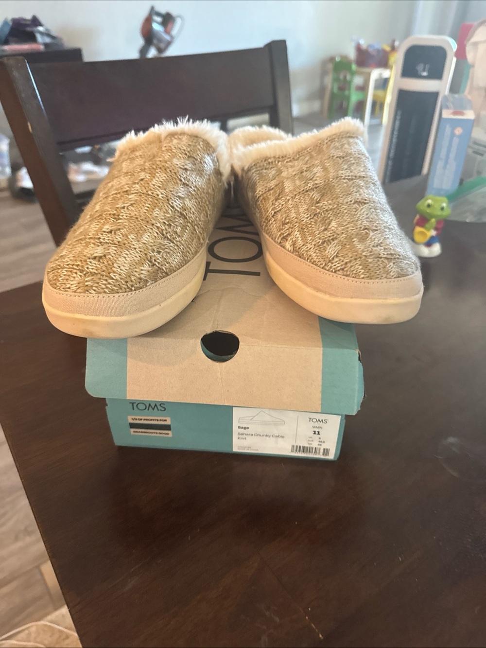 TOMS Women's Cozy Faux Fur Lined Slip-On Mule - Tan